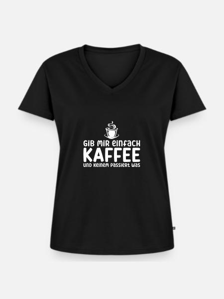 Kaffee Liebhaber Geschenk - Frauen Premium Bio T-Shirt mit V-Ausschnitt - Schwarz