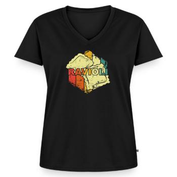 Ravioli Nudeln - Frauen Premium Bio T-Shirt mit V-Ausschnitt - Schwarz - Vorne - AI Model Female 172 light (172cm)