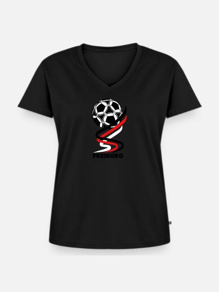Fußball - Freiburg - Frauen Premium Bio T-Shirt mit V-Ausschnitt - Schwarz