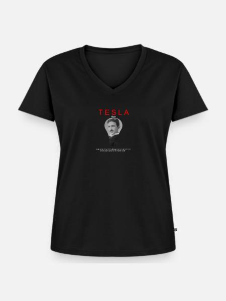 Tesla Nikola - Frauen Premium Bio T-Shirt mit V-Ausschnitt - Schwarz