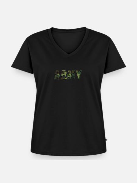 Militär - Frauen Premium Bio T-Shirt mit V-Ausschnitt - Schwarz