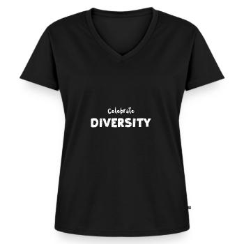 Celebrate Diversity - Noodles - Women's Premium Organic V-neck T-shirt - black - Front - AI Model Female 172 light (172cm)