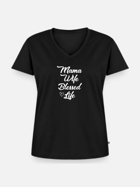 Mama Mutter - Frauen Premium Bio T-Shirt mit V-Ausschnitt - Schwarz
