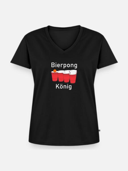 Bierpong König - Frauen Premium Bio T-Shirt mit V-Ausschnitt - Schwarz