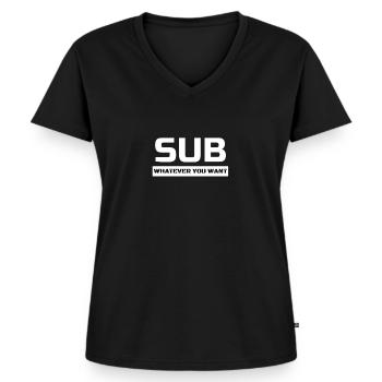 SUB Whatever you want - Frauen Premium Bio T-Shirt mit V-Ausschnitt - Schwarz - Vorne - AI Model Female 172 light (172cm)