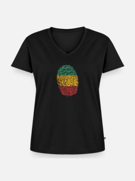 Rasta - Frauen Premium Bio T-Shirt mit V-Ausschnitt - Schwarz