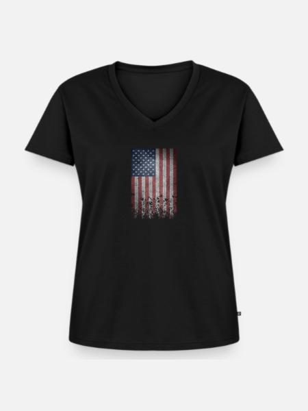 USA Amerika Flagge - Frauen Premium Bio T-Shirt mit V-Ausschnitt - Schwarz