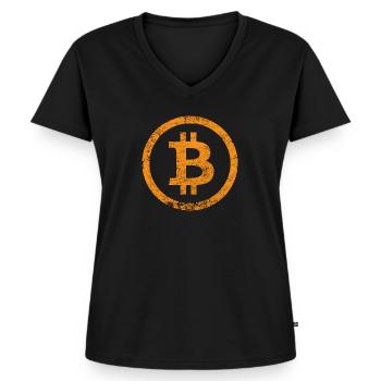 Bitcoin - T-shirt encolure en V Premium bio Femme - noir - Devant - AI Model Female 172 light (172cm)