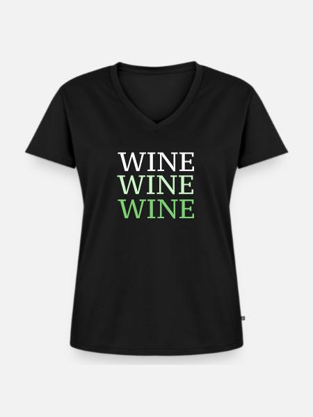 Wein Wein Wein - Frauen Premium Bio T-Shirt mit V-Ausschnitt - Schwarz