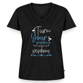 Problem Spaß Kein Problem Motto - Frauen Premium Bio T-Shirt mit V-Ausschnitt - Schwarz - Vorne - AI Model Female 172 light (172cm)