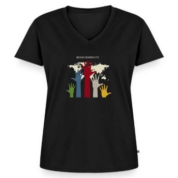 Menschenrechte - Frauen Premium Bio T-Shirt mit V-Ausschnitt - Schwarz - Vorne - AI Model Female 172 light (172cm)