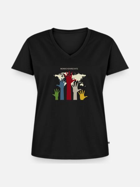 Menschenrechte - Frauen Premium Bio T-Shirt mit V-Ausschnitt - Schwarz