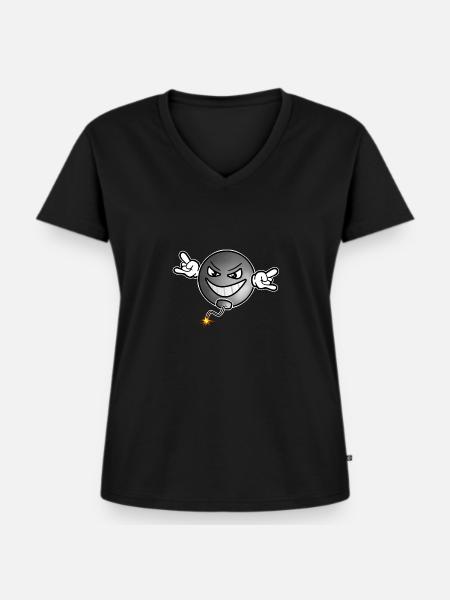 Bombe Version 2 - Frauen Premium Bio T-Shirt mit V-Ausschnitt - Schwarz
