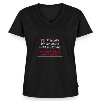 Für Pillepalle bin ich nicht zuständig - Frauen Premium Bio T-Shirt mit V-Ausschnitt - Schwarz - Vorne - AI Model Female 172 light (172cm)