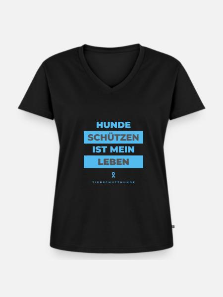 hunde schutz leben - Frauen Premium Bio T-Shirt mit V-Ausschnitt - Schwarz