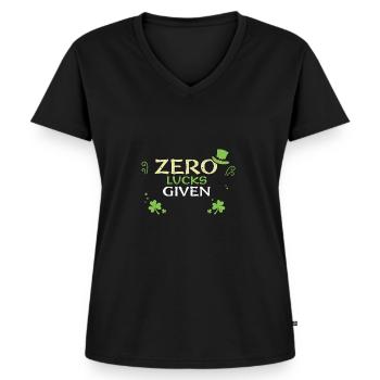 Zero Lucks Given - Frauen Premium Bio T-Shirt mit V-Ausschnitt - Schwarz - Vorne - AI Model Female 172 light (172cm)