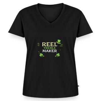 Reel Treble Maker - Women's Premium Organic V-neck T-shirt - black - Front - AI Model Female 172 light (172cm)