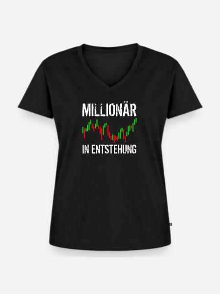 Millionär in Entstehung - Frauen Premium Bio T-Shirt mit V-Ausschnitt - Schwarz