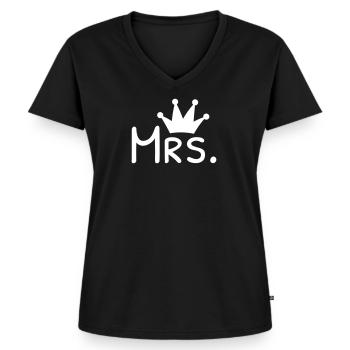 Miss Krone Braut - Frauen Premium Bio T-Shirt mit V-Ausschnitt - Schwarz - Vorne - AI Model Female 172 light (172cm)