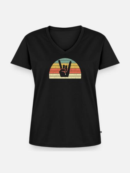 Rock - Frauen Premium Bio T-Shirt mit V-Ausschnitt - Schwarz