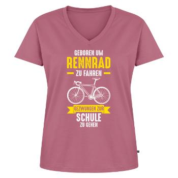 Rennradfahrer Fahrradtour Fahrradrennen Fahrrad - Frauen Premium Bio T-Shirt mit V-Ausschnitt - Mauve - Vorne - AI Model Female 172 dark (172cm)