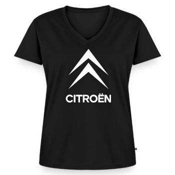 Citroën Logo - T-shirt encolure en V Premium bio Femme - noir - Devant - AI Model Female 172 light (172cm)