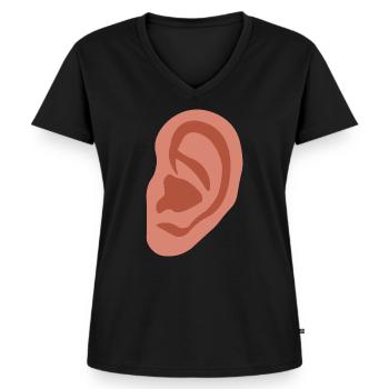 Großes Ohr - Frauen Premium Bio T-Shirt mit V-Ausschnitt - Schwarz - Vorne - AI Model Female 172 light (172cm)
