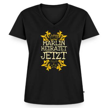 Geschenk für Marlin - Frauen Premium Bio T-Shirt mit V-Ausschnitt - Schwarz - Vorne - AI Model Female 172 light (172cm)