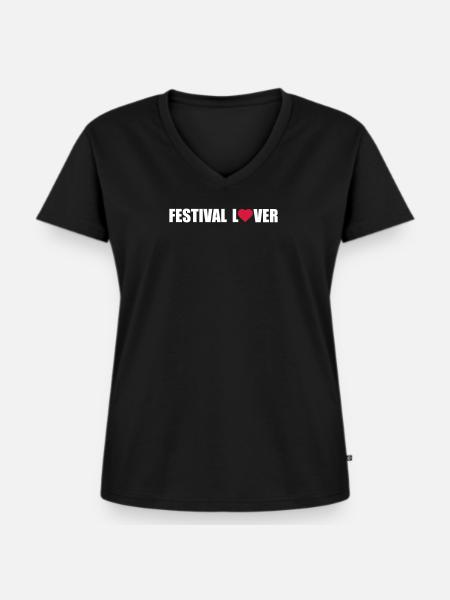 festival lover - Frauen Premium Bio T-Shirt mit V-Ausschnitt - Schwarz