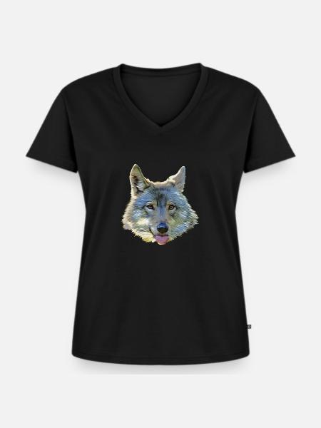GAIA Zunge - Frauen Premium Bio T-Shirt mit V-Ausschnitt - Schwarz