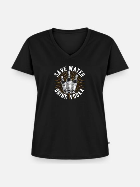 Wodka - Frauen Premium Bio T-Shirt mit V-Ausschnitt - Schwarz