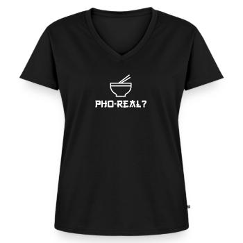 Pho real - Vietnam, Suppe, Nudelsuppe - Frauen Premium Bio T-Shirt mit V-Ausschnitt - Schwarz - Vorne - AI Model Female 172 light (172cm)