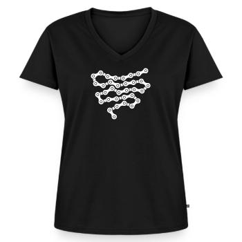 Bike Chain - T-shirt encolure en V Premium bio Femme - noir - Devant - AI Model Female 172 light (172cm)