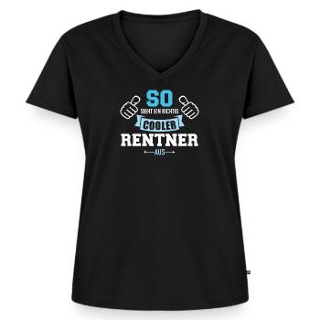 Rentner - Frauen Premium Bio T-Shirt mit V-Ausschnitt - Schwarz - Vorne - AI Model Female 172 light (172cm)