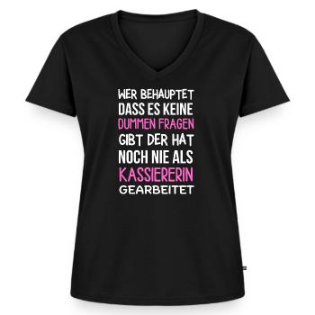Kassiererin Spruch Verkäuferin im Einzelhandel - Frauen Premium Bio T-Shirt mit V-Ausschnitt - Schwarz - Vorne - AI Model Female 172 light (172cm)