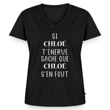 chloé - T-shirt encolure en V Premium bio Femme - noir - Devant - AI Model Female 172 light (172cm)