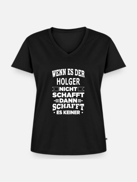 HOLGER - Frauen Premium Bio T-Shirt mit V-Ausschnitt - Schwarz