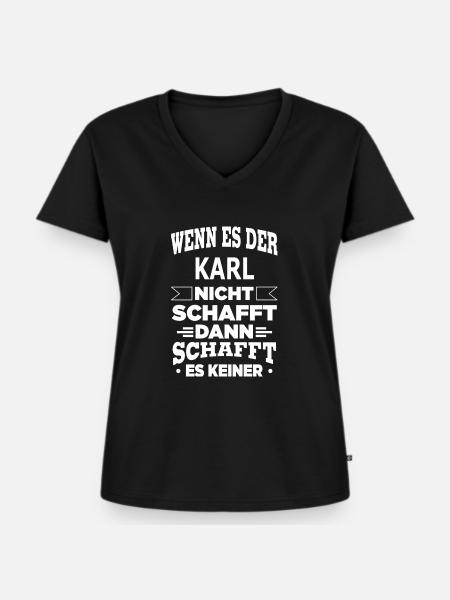 KARL - Frauen Premium Bio T-Shirt mit V-Ausschnitt - Schwarz