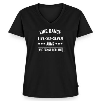 Line Dance - Linedance - Frauen Premium Bio T-Shirt mit V-Ausschnitt - Schwarz - Vorne - AI Model Female 172 light (172cm)