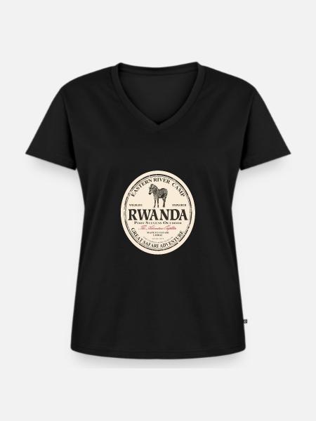 Ruanda - Zebra - Frauen Premium Bio T-Shirt mit V-Ausschnitt - Schwarz