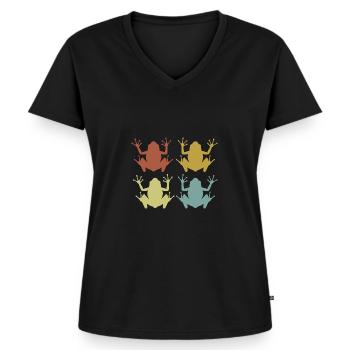 Grenouille - T-shirt encolure en V Premium bio Femme - noir - Devant - AI Model Female 172 light (172cm)