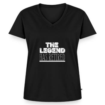 Ruhestand - Rente - Frauen Premium Bio T-Shirt mit V-Ausschnitt - Schwarz - Vorne - AI Model Female 172 light (172cm)