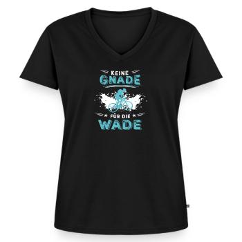 Keine Gnade für die Wade Radsportler Bike Geschenk - Frauen Premium Bio T-Shirt mit V-Ausschnitt - Schwarz - Vorne - AI Model Female 172 light (172cm)
