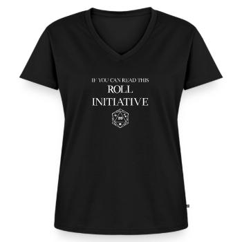 Wenn du das lesen kannst ROLL INITIATIVE! - Frauen Premium Bio T-Shirt mit V-Ausschnitt - Schwarz - Vorne - AI Model Female 172 light (172cm)