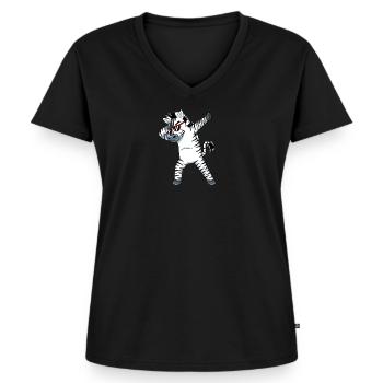 Dabbing Zebra Funny Dab Dance Gift Birthday - T-shirt encolure en V Premium bio Femme - noir - Devant - AI Model Female 172 light (172cm)