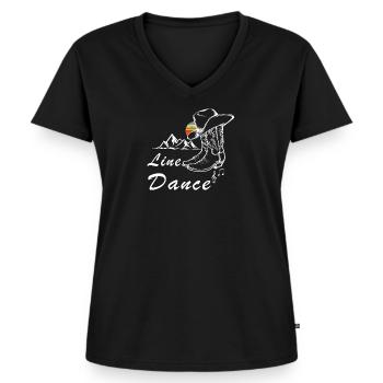 Line Dance Vintage Stiefel Retro Cowboy Girls - Frauen Premium Bio T-Shirt mit V-Ausschnitt - Schwarz - Vorne - AI Model Female 172 light (172cm)