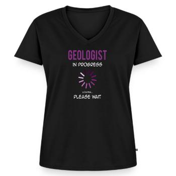 Étudiant en géologie - T-shirt encolure en V Premium bio Femme - noir - Devant - AI Model Female 172 light (172cm)