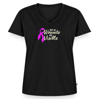 Häusliche Gewalt Bewusstsein Monat Shirt - Frauen Premium Bio T-Shirt mit V-Ausschnitt - Schwarz - Vorne - AI Model Female 172 light (172cm)