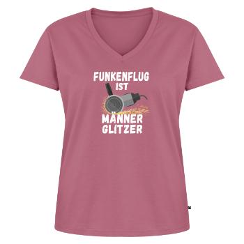 Lustig Spruch Funkenflug Männerglitzer Schlosser - Frauen Premium Bio T-Shirt mit V-Ausschnitt - Mauve - Vorne - AI Model Female 172 dark (172cm)