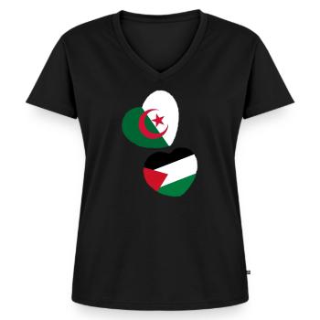 Algerien & Palästina - Frauen Premium Bio T-Shirt mit V-Ausschnitt - Schwarz - Vorne - AI Model Female 172 light (172cm)
